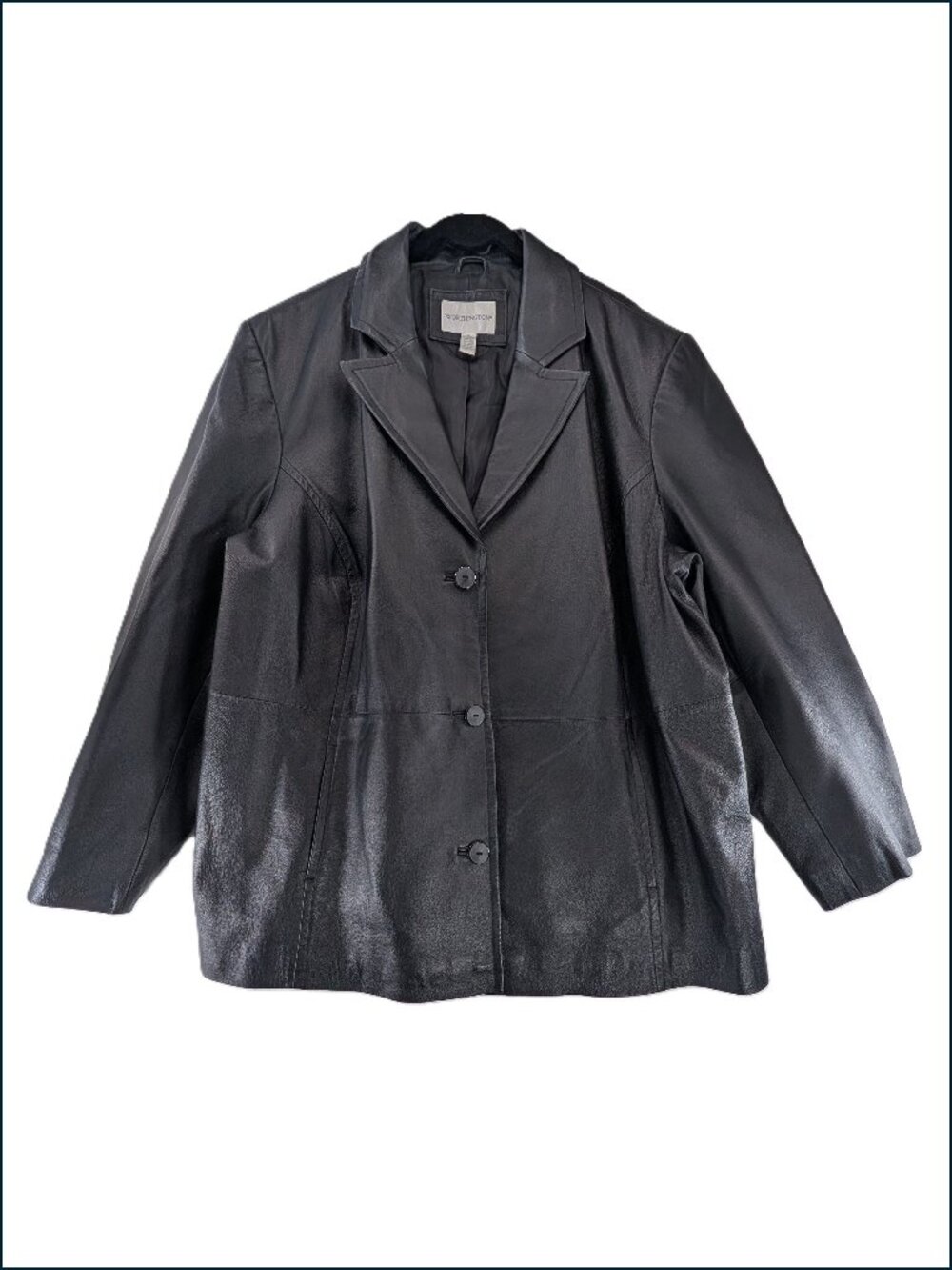 Worthington Leather Jacket Blazer Womens Size 3X Black Business Office Pockets